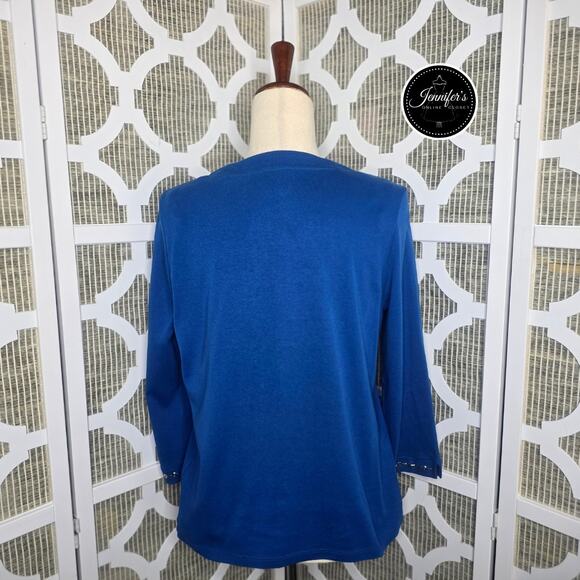 Rafaella 2-Piece Blue & Silver Embellished Open Cardigan Set Size MP - Picture 8 of 12